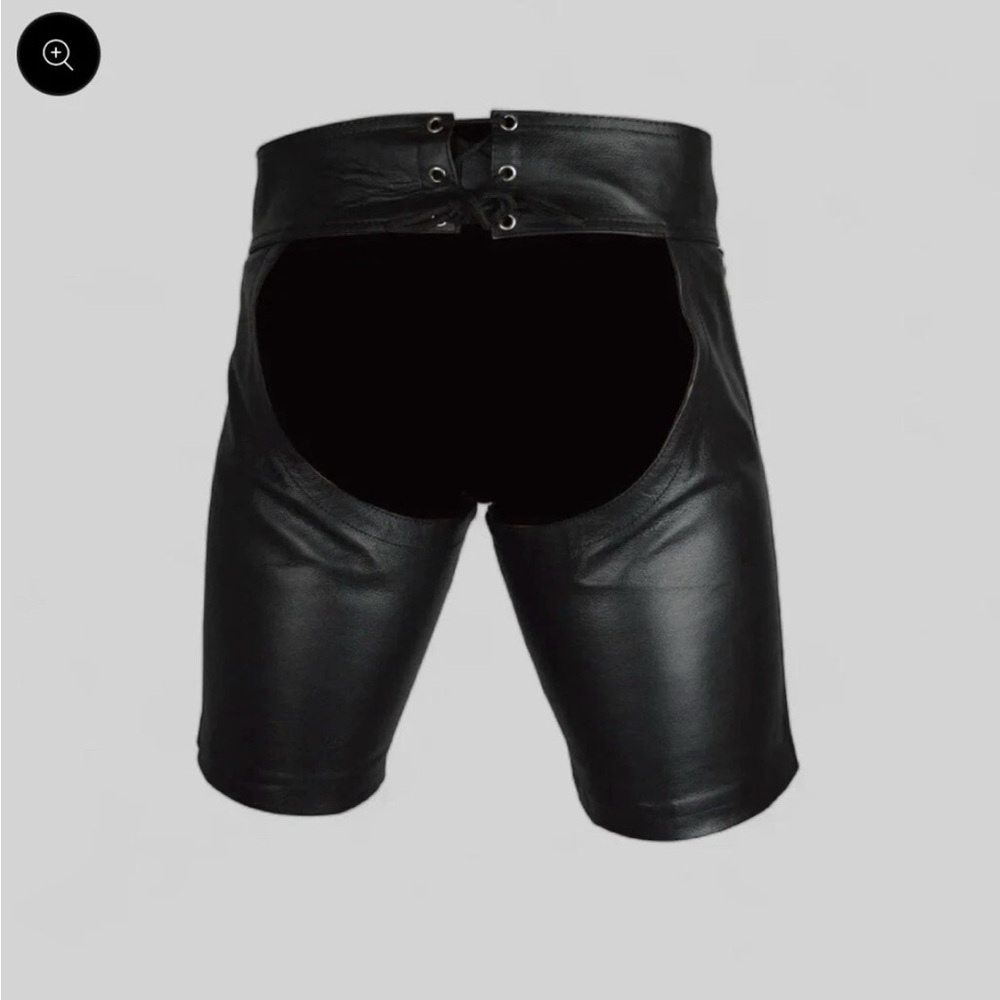 Black and Orange Leather Chaps - Picture 3 of 6